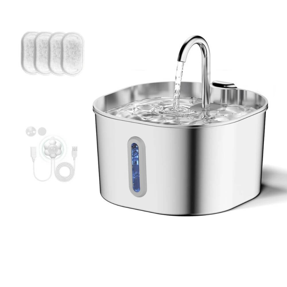 Fontaine à Eau pour Chat Automatique en Acier Inoxydable - 2,2L