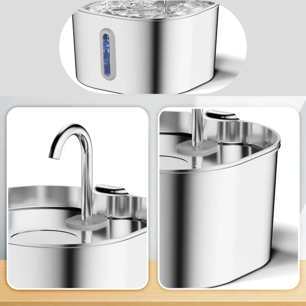 Fontaine à Eau pour Chat Automatique en Acier Inoxydable - 2,2L